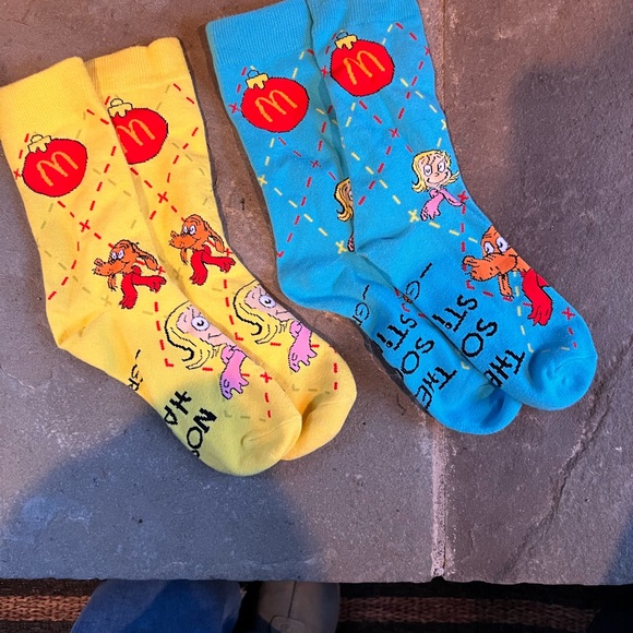 McDonald's Playful Yellow and Blue Socks Set of 2 New - Picture 2 of 3
